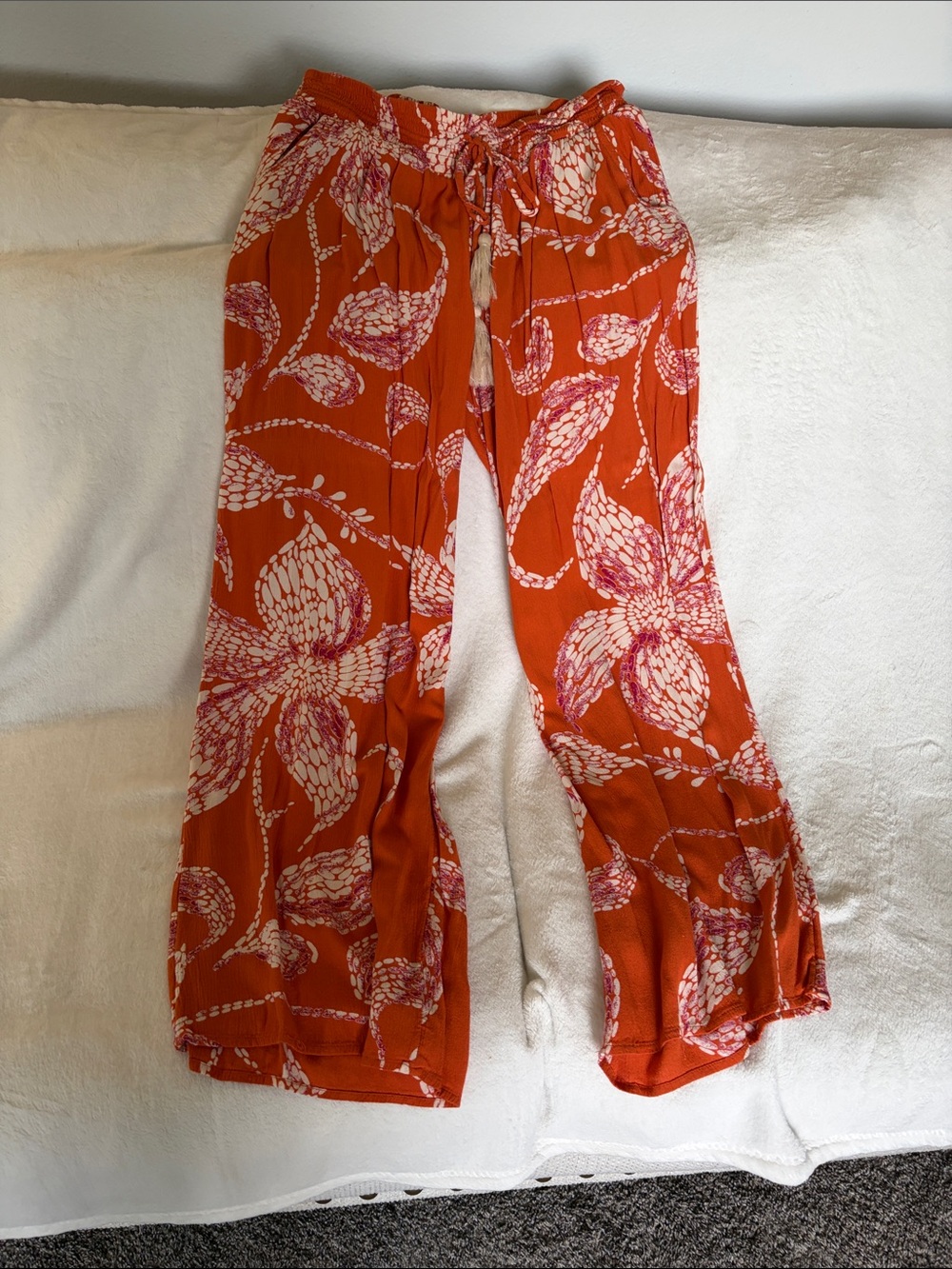 Maurices Orange Floral Wide-Leg Pants